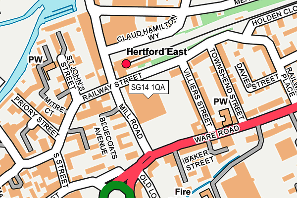 SG14 1QA map - OS OpenMap – Local (Ordnance Survey)