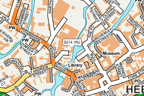 SG14 1RU map - OS OpenMap – Local (Ordnance Survey)