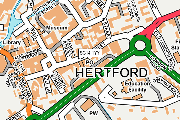 SG14 1YY map - OS OpenMap – Local (Ordnance Survey)