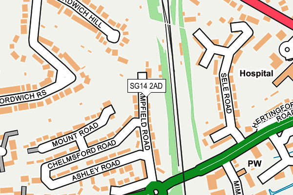 SG14 2AD map - OS OpenMap – Local (Ordnance Survey)