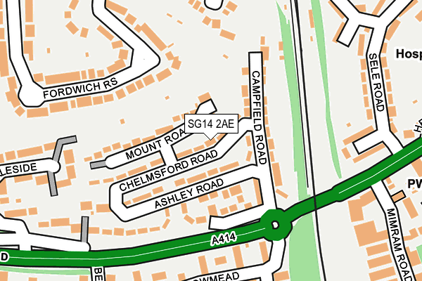 SG14 2AE map - OS OpenMap – Local (Ordnance Survey)