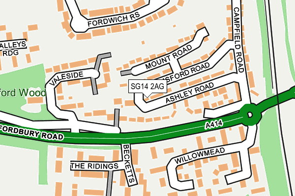 SG14 2AG map - OS OpenMap – Local (Ordnance Survey)