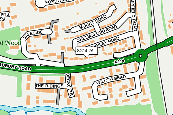 SG14 2AL map - OS OpenMap – Local (Ordnance Survey)