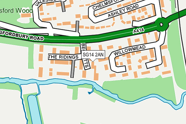 SG14 2AN map - OS OpenMap – Local (Ordnance Survey)