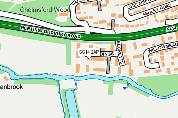 SG14 2AP map - OS OpenMap – Local (Ordnance Survey)