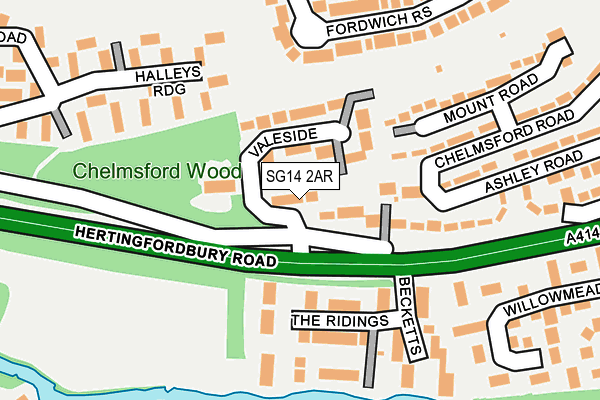 SG14 2AR map - OS OpenMap – Local (Ordnance Survey)