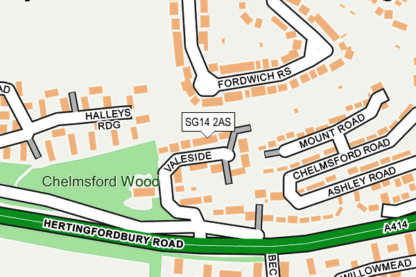 SG14 2AS map - OS OpenMap – Local (Ordnance Survey)