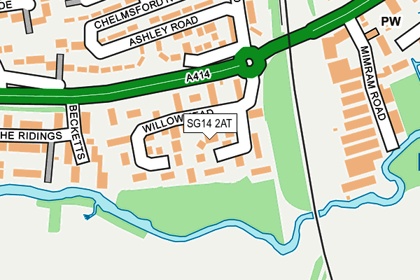 SG14 2AT map - OS OpenMap – Local (Ordnance Survey)