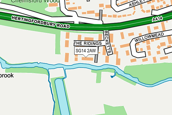 SG14 2AW map - OS OpenMap – Local (Ordnance Survey)