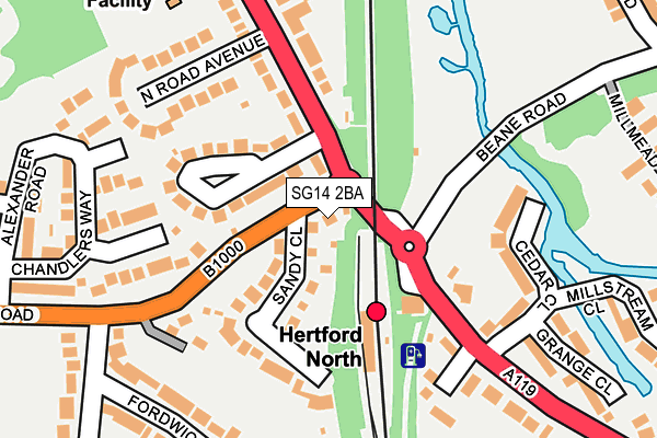 SG14 2BA map - OS OpenMap – Local (Ordnance Survey)