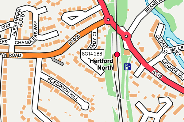 SG14 2BB map - OS OpenMap – Local (Ordnance Survey)