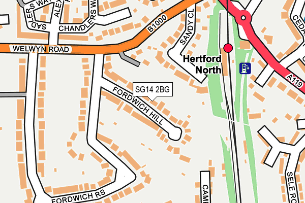 SG14 2BG map - OS OpenMap – Local (Ordnance Survey)