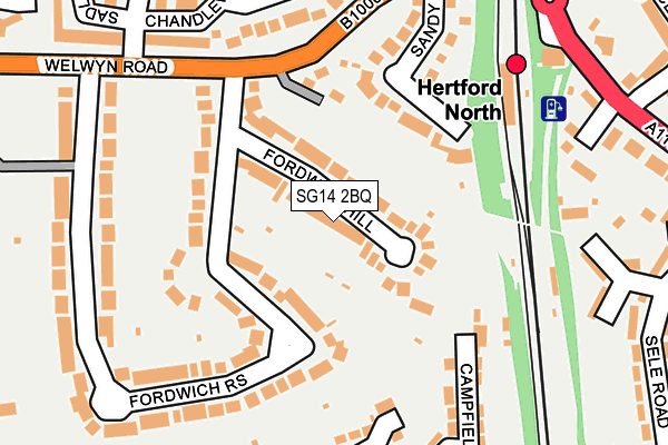 SG14 2BQ map - OS OpenMap – Local (Ordnance Survey)