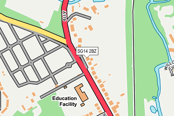 SG14 2BZ map - OS OpenMap – Local (Ordnance Survey)