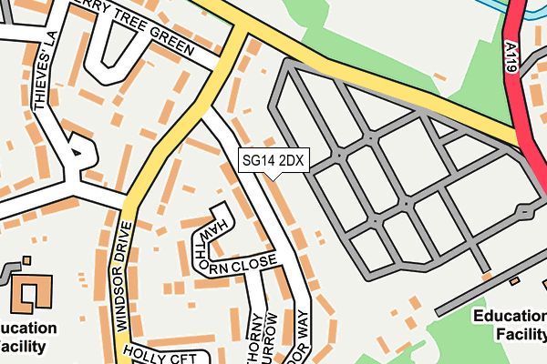 SG14 2DX map - OS OpenMap – Local (Ordnance Survey)