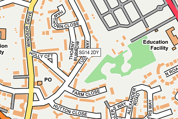 SG14 2DY map - OS OpenMap – Local (Ordnance Survey)