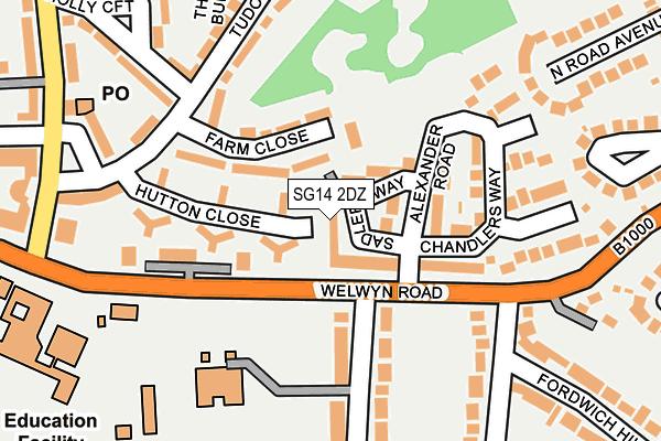 SG14 2DZ map - OS OpenMap – Local (Ordnance Survey)