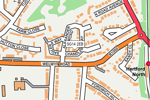 SG14 2EB map - OS OpenMap – Local (Ordnance Survey)