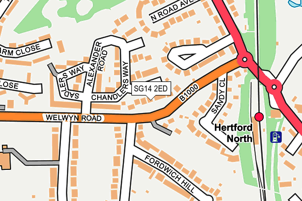 SG14 2ED map - OS OpenMap – Local (Ordnance Survey)