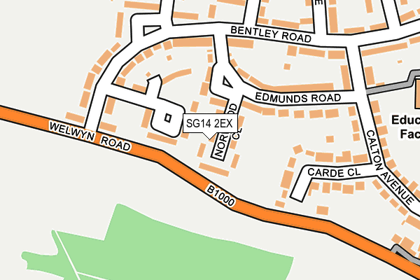 SG14 2EX map - OS OpenMap – Local (Ordnance Survey)