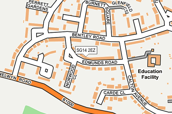 SG14 2EZ map - OS OpenMap – Local (Ordnance Survey)