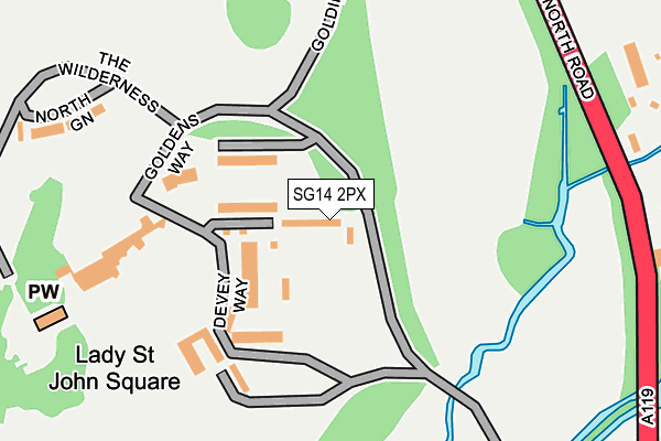 SG14 2PX map - OS OpenMap – Local (Ordnance Survey)