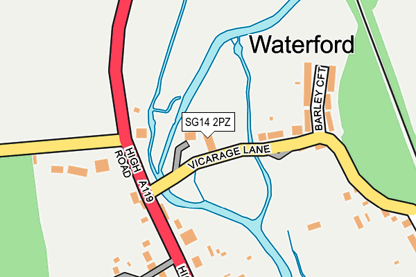 SG14 2PZ map - OS OpenMap – Local (Ordnance Survey)