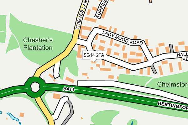 SG14 2TA map - OS OpenMap – Local (Ordnance Survey)