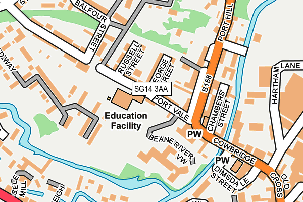 SG14 3AA map - OS OpenMap – Local (Ordnance Survey)