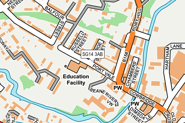 SG14 3AB map - OS OpenMap – Local (Ordnance Survey)