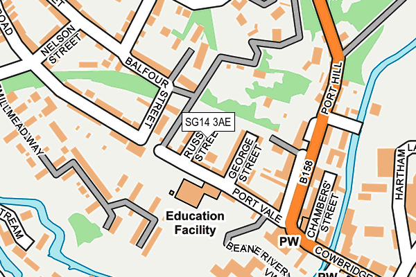 SG14 3AE map - OS OpenMap – Local (Ordnance Survey)