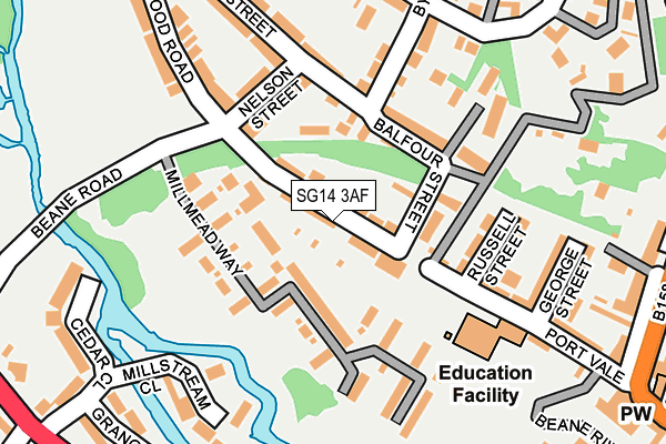SG14 3AF map - OS OpenMap – Local (Ordnance Survey)