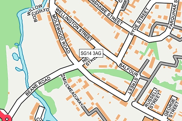 SG14 3AG map - OS OpenMap – Local (Ordnance Survey)