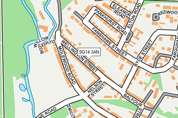 SG14 3AN map - OS OpenMap – Local (Ordnance Survey)