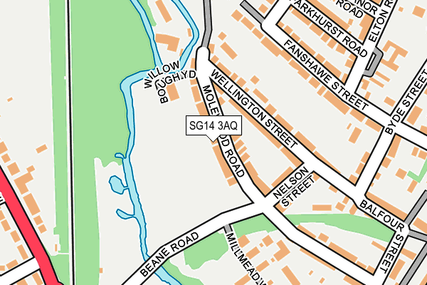 SG14 3AQ map - OS OpenMap – Local (Ordnance Survey)