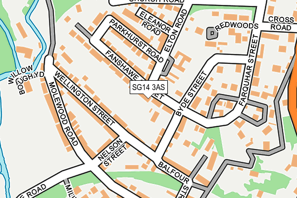 SG14 3AS map - OS OpenMap – Local (Ordnance Survey)