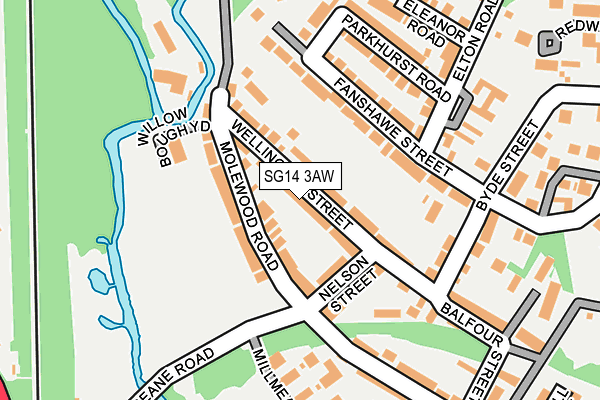 SG14 3AW map - OS OpenMap – Local (Ordnance Survey)