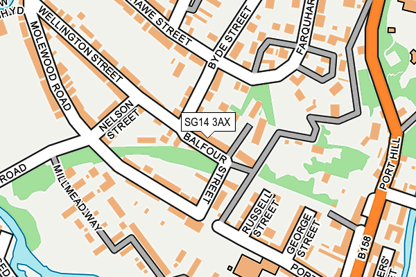 SG14 3AX map - OS OpenMap – Local (Ordnance Survey)