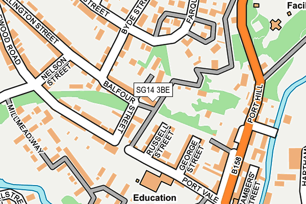 SG14 3BE map - OS OpenMap – Local (Ordnance Survey)