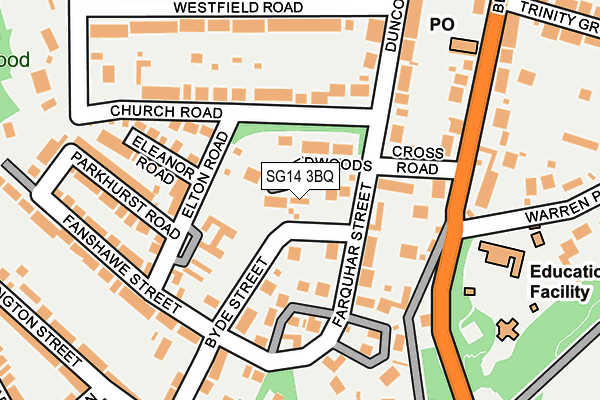 SG14 3BQ map - OS OpenMap – Local (Ordnance Survey)