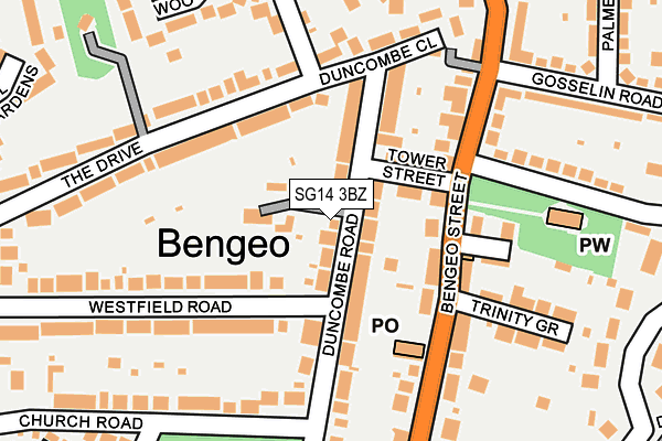 SG14 3BZ map - OS OpenMap – Local (Ordnance Survey)