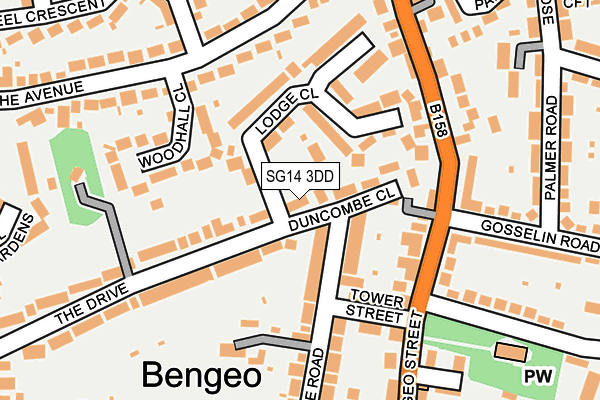 SG14 3DD map - OS OpenMap – Local (Ordnance Survey)