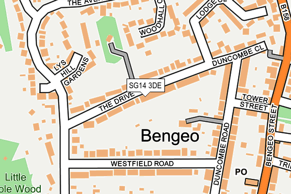 SG14 3DE map - OS OpenMap – Local (Ordnance Survey)