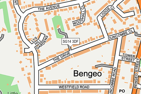 SG14 3DF map - OS OpenMap – Local (Ordnance Survey)