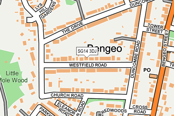 SG14 3DJ map - OS OpenMap – Local (Ordnance Survey)