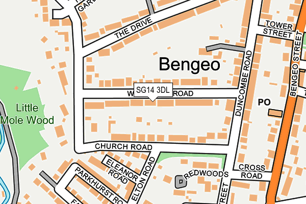 SG14 3DL map - OS OpenMap – Local (Ordnance Survey)