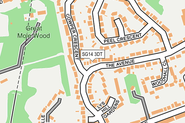 SG14 3DT map - OS OpenMap – Local (Ordnance Survey)