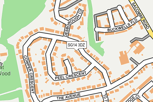 SG14 3DZ map - OS OpenMap – Local (Ordnance Survey)