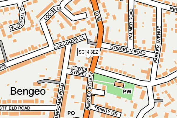 SG14 3EZ map - OS OpenMap – Local (Ordnance Survey)