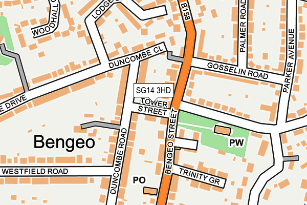 SG14 3HD map - OS OpenMap – Local (Ordnance Survey)